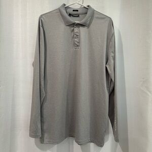 J.Lindeberg Jacob Slim Fit LS Golf Polo, Light Grey in Size Large